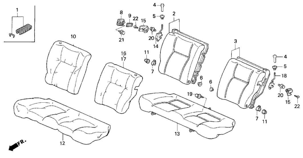 Honda 04825-SR0-A00 Frame Set, L. RR. Seat-Back