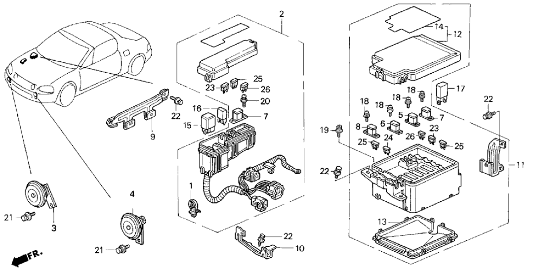 Honda 38250-SR2-A11 Box Assembly, Main Fuse