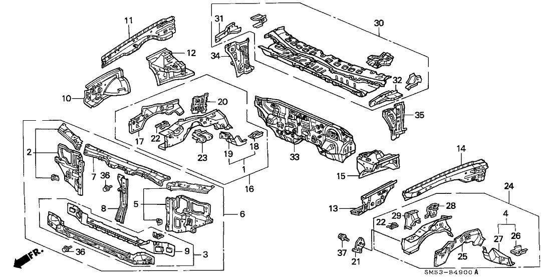 Honda 60810-SM5-A71ZZ Frame, R. FR. Side