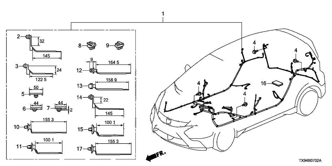 Honda 32107-TX9-L00 Wire Harness, Floor