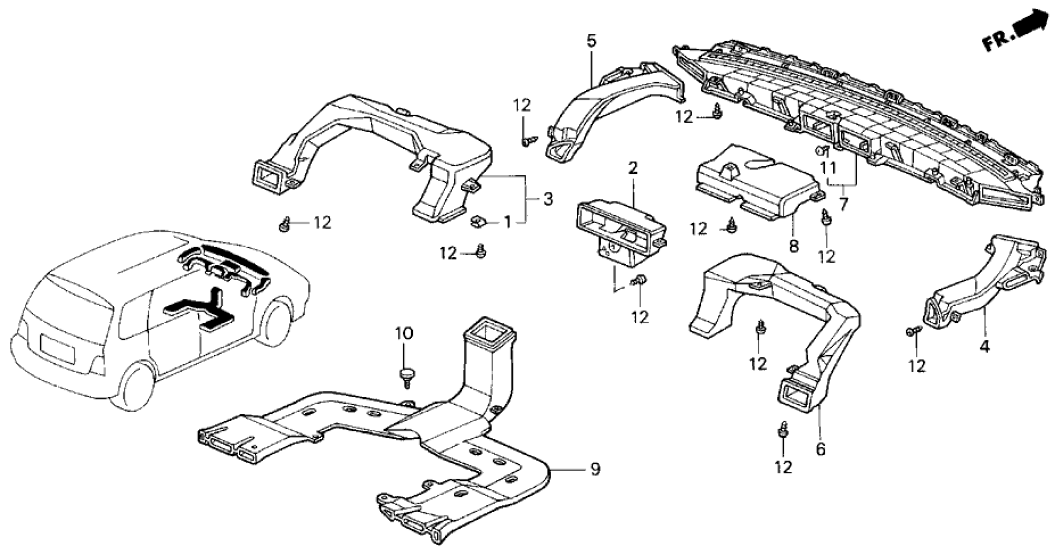 Honda 77460-SX0-A01 Duct Assy., FR. Defroster