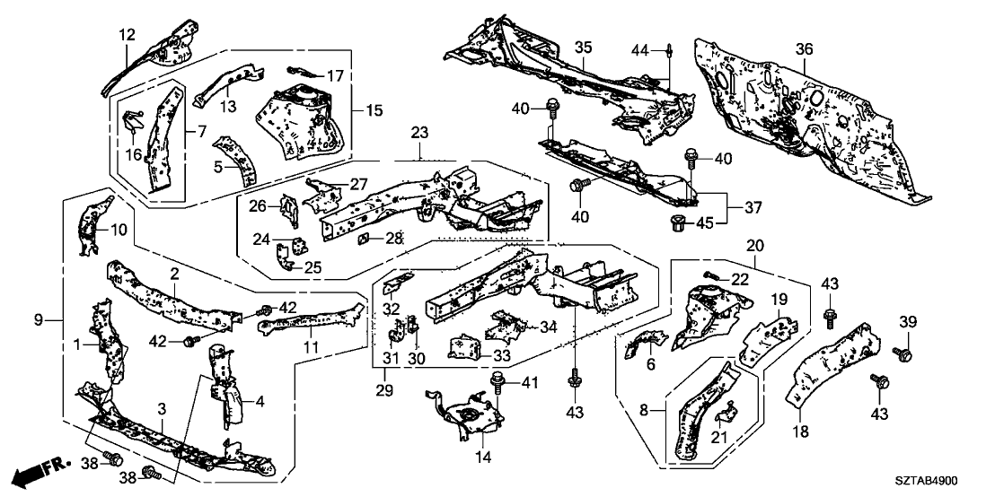 Honda 60659-SZT-305ZZ Bracket, R. FR. Fender Center