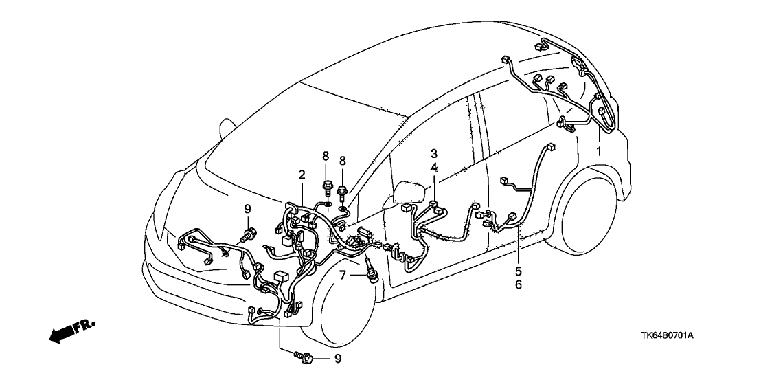 Honda 32120-TK6-A50 Wire Harness, L. Cabin