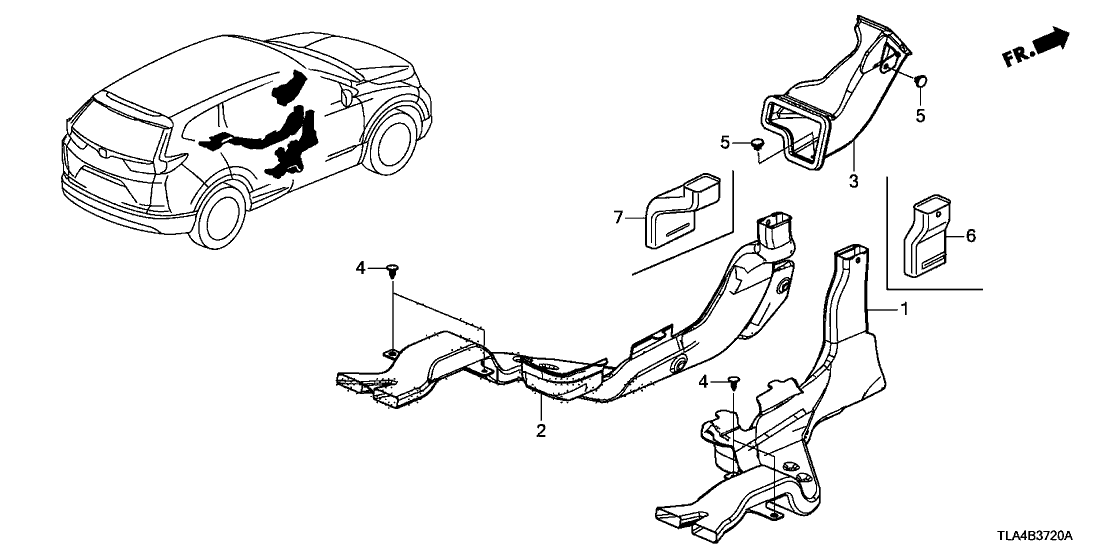 Honda 83390-TNY-G00 DUCT, L. RR. HEATER JOINT