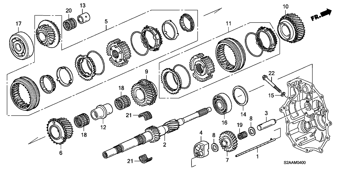 Honda 23261-PCY-000 Shaft, Reverse Idle Gear