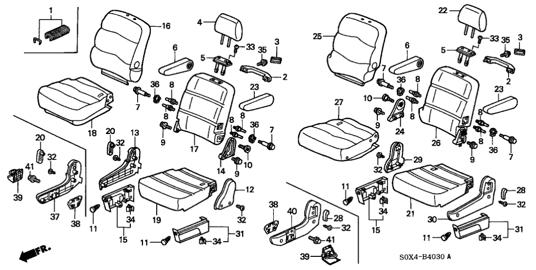 Honda 81322-S0X-J01 Pad & Frame, R. Middle Seat-Back (TS Tech)