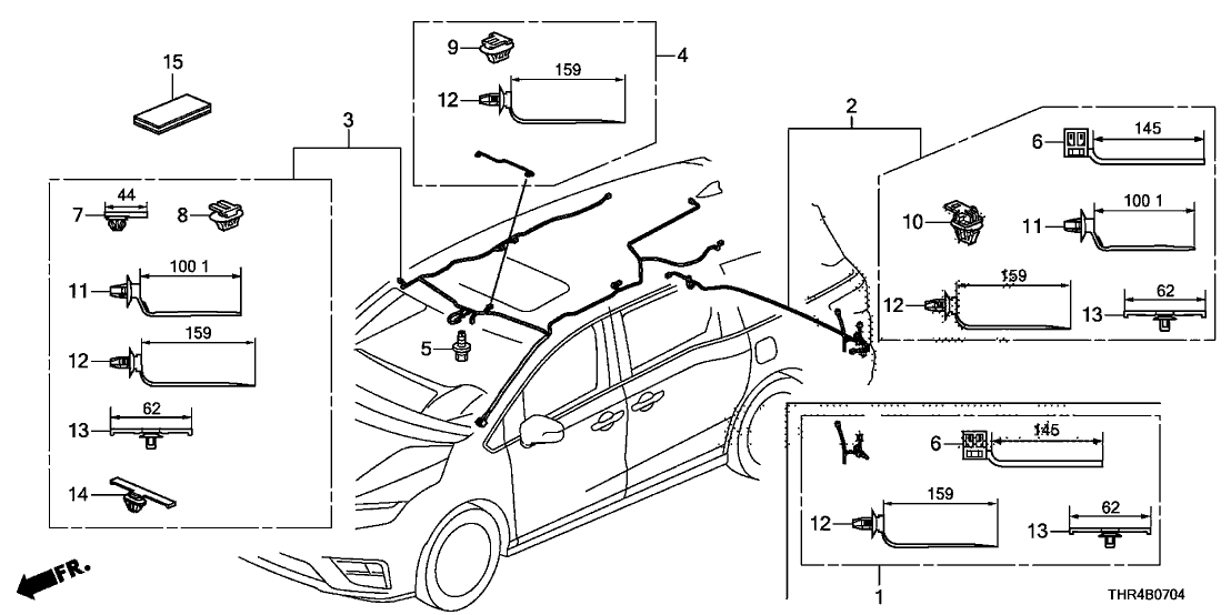 Honda 32155-THR-A51 Wire Harness, Sunroof (Include RR. Washer Tube)