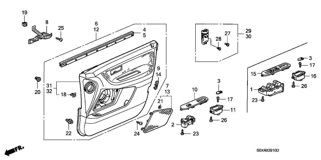 Honda 83500-S0X-A11ZB Lining Assy., R. FR. Door *NH284L* (LIGHT QUARTZ GRAY)