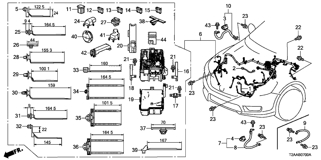 Honda 32200-T2G-A12 Wire Harness, Engine Room