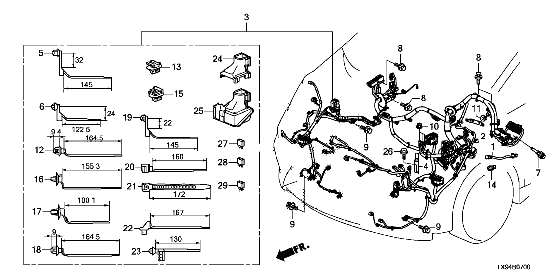 Honda 32120-TX9-L00 Wire Harness, Cabin (Include RR. Washer Tube)