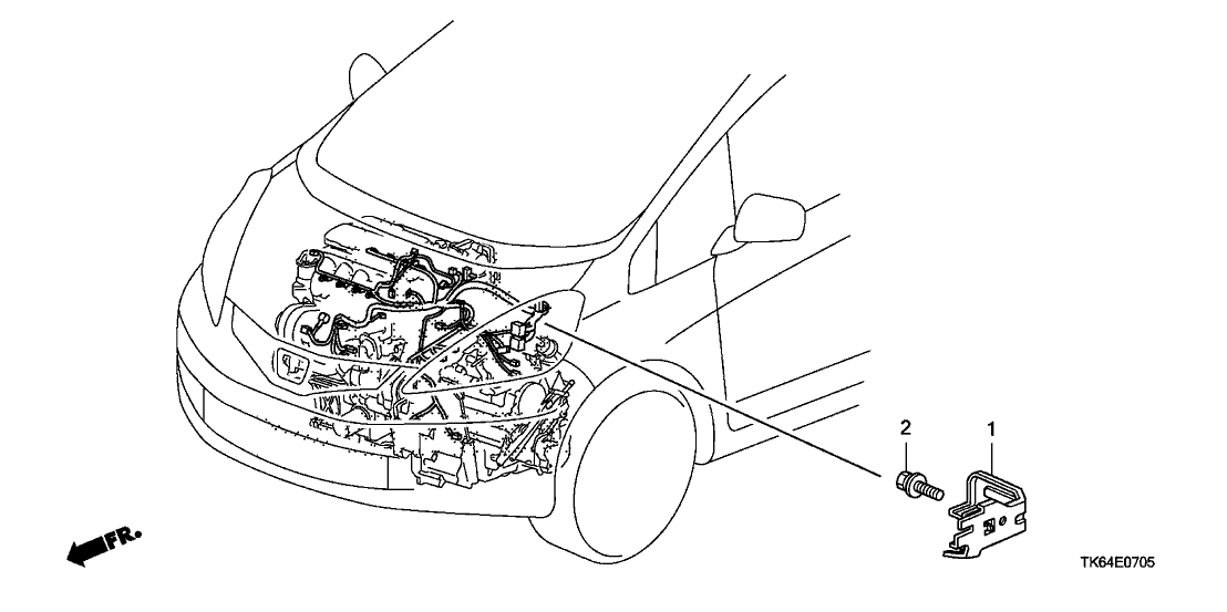 Honda 32750-RB0-000 Stay, Shock Absorber Housing (Engine Harness)