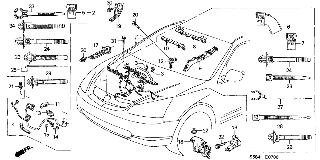 Honda 32125-PRB-A00 Holder E, Engine Harness