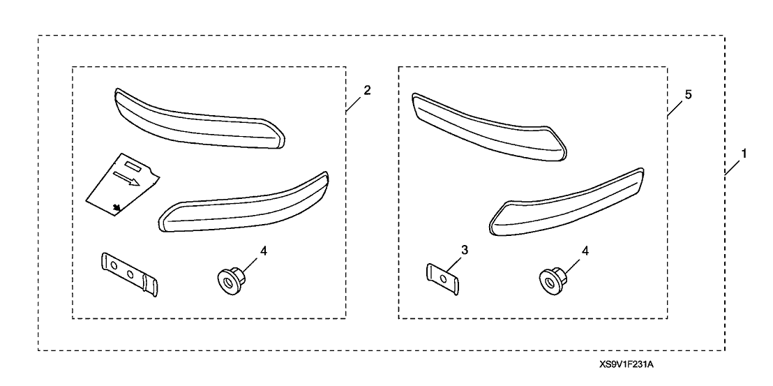 Honda 08F23-S9V-1A1R2 Garnish, RR. Bumper Set