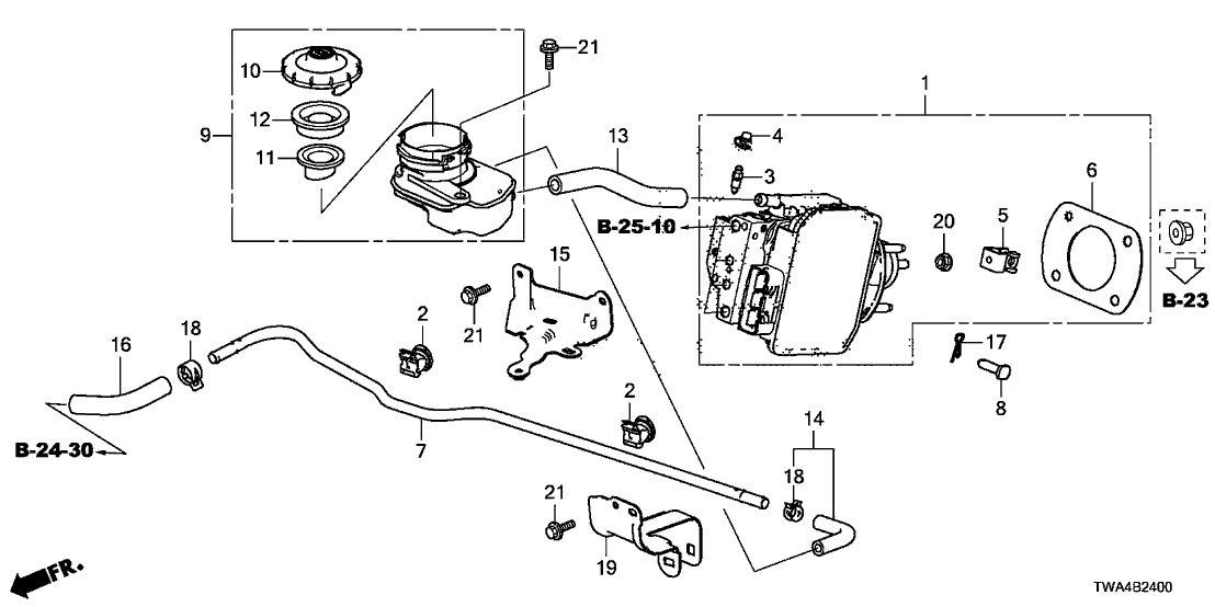 Honda 46673-TWA-A02 HOSE, RESERVOIR TANK (B)