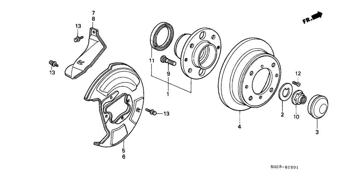 Honda 43255-SH3-933 Protector, R. RR. Caliper