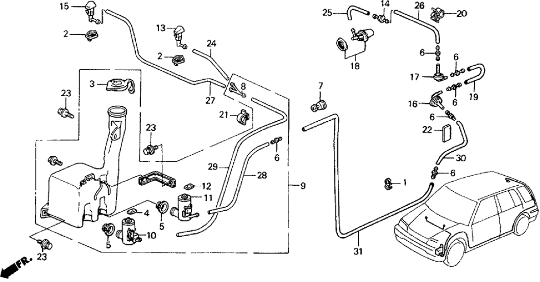 Honda 76821-SE1-003 Grommet, RR. Washer Tube