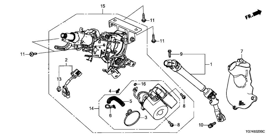 Honda 53282-TG8-A23 Column Complete, Steering