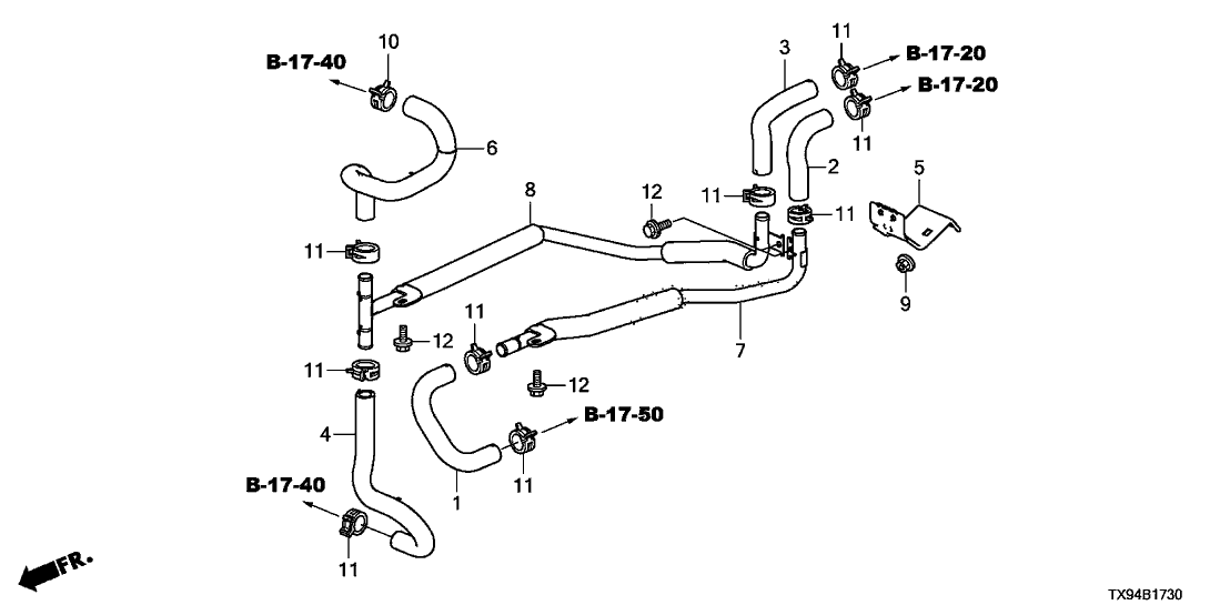 Honda 79723-TX9-A00 Hose C, Water Inlet