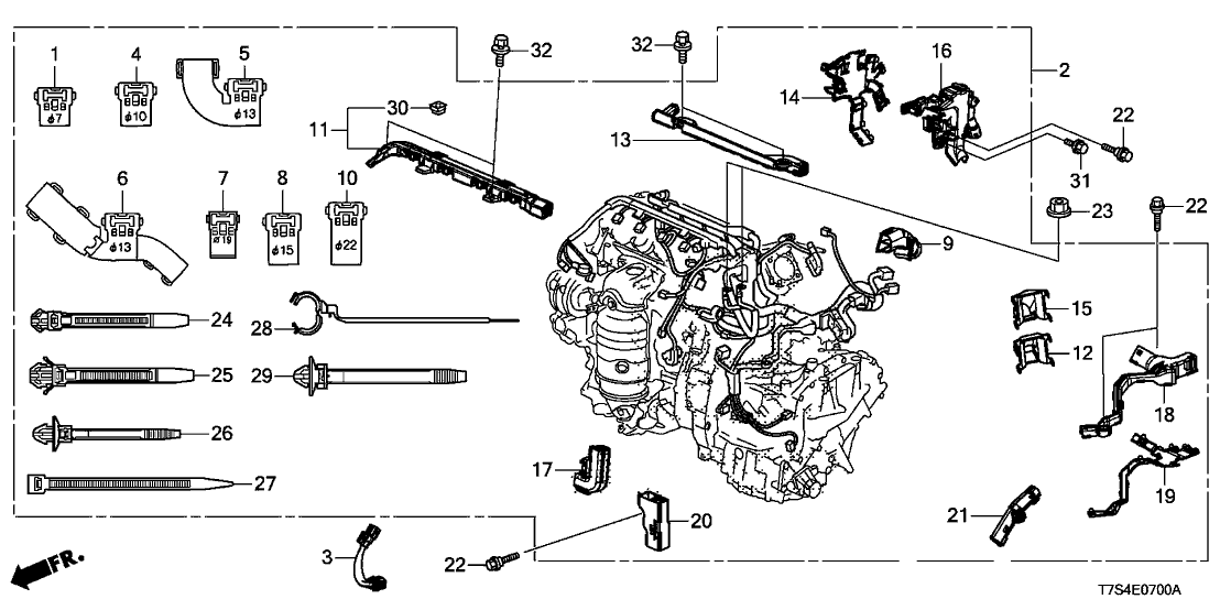 Honda 32130-51B-H00 Holder, Engine Harness