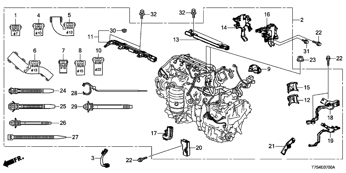 Honda 32112-51B-000 Sub Harn,Back Lt Sw