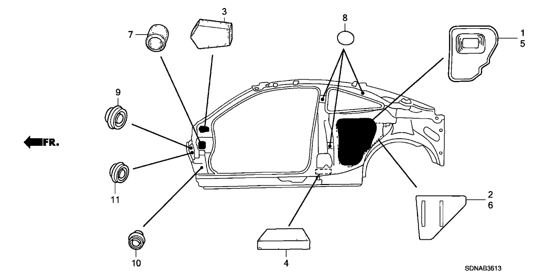 Honda 74517-S3M-A00 Absorber, R. Side Panel (Outer)