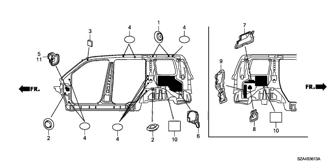 Honda 74512-SZA-A01 Absorber, R. FR. Pillar