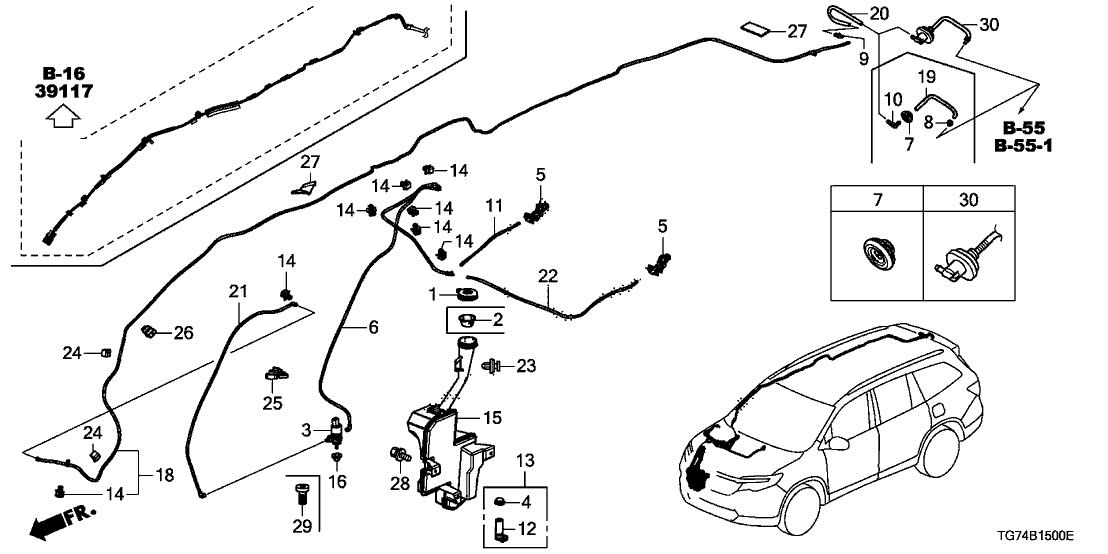 Honda 91570-S50-003 Clip,Washer Tube