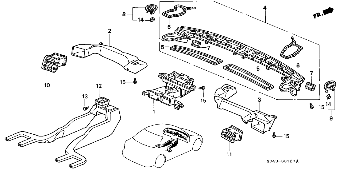 Honda 77462-S01-A00 Garnish, FR. Defroster