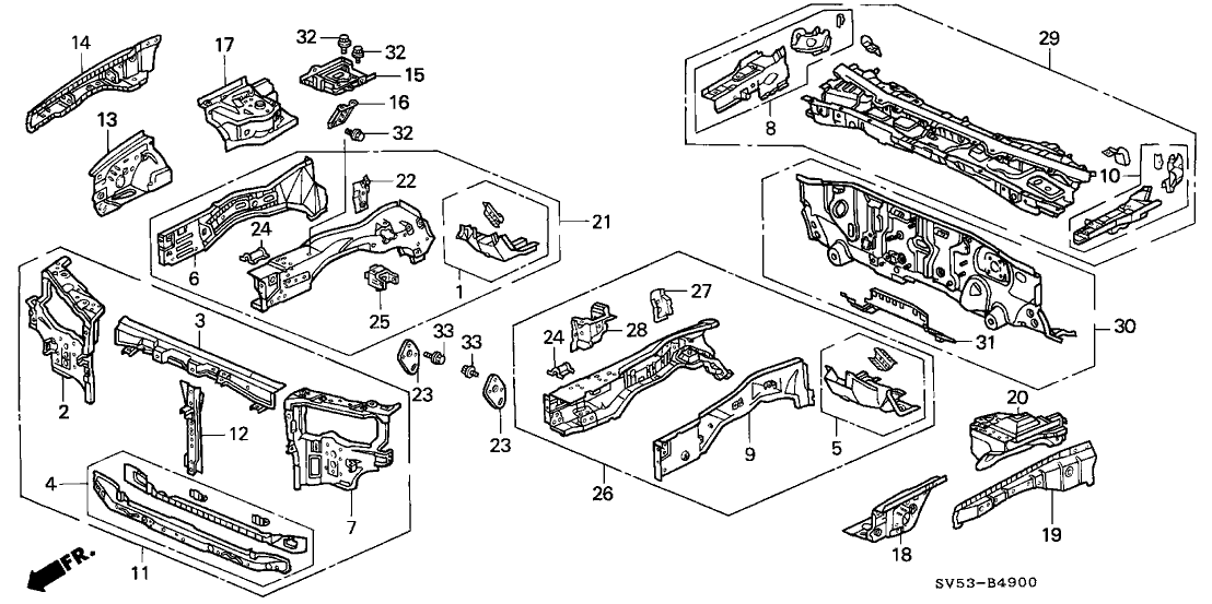 Honda 60810-SV5-A10ZZ Frame, R. FR. Side