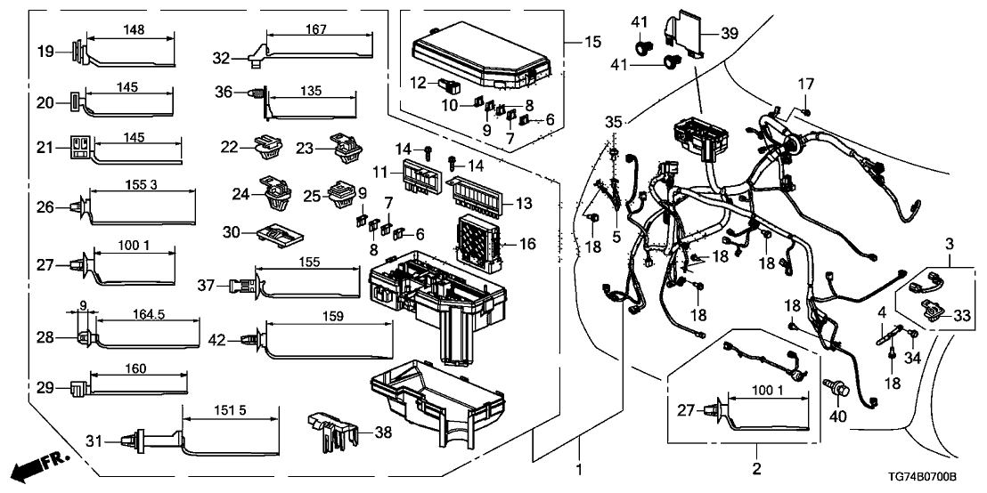 Honda 32100-TG7-A60 Wire Harness, R. Cabin