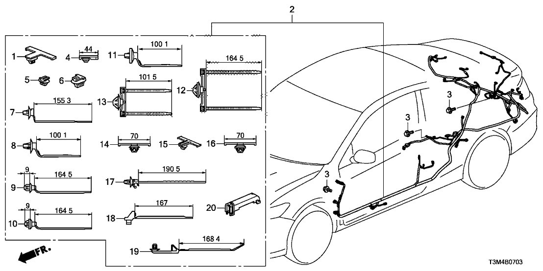 Honda 32136-SFE-003 Clip, Harness (20) (Offset)(Natural)