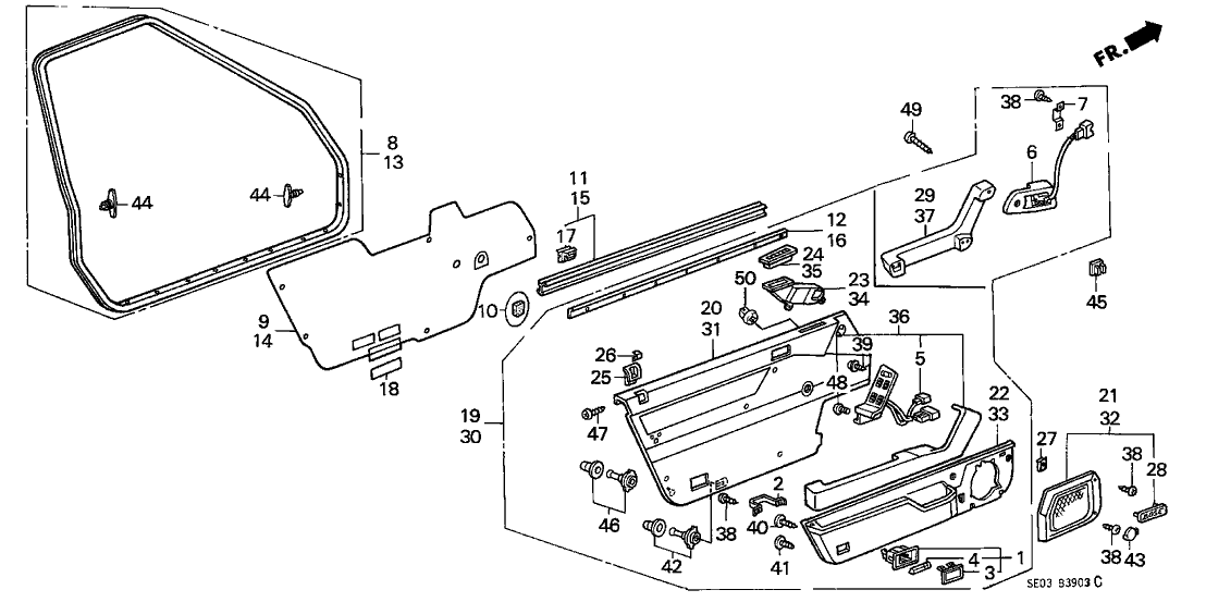 Honda 83500-SE5-A02ZC Lining Assy., R. FR. Door *R53L* (PALMY RED)