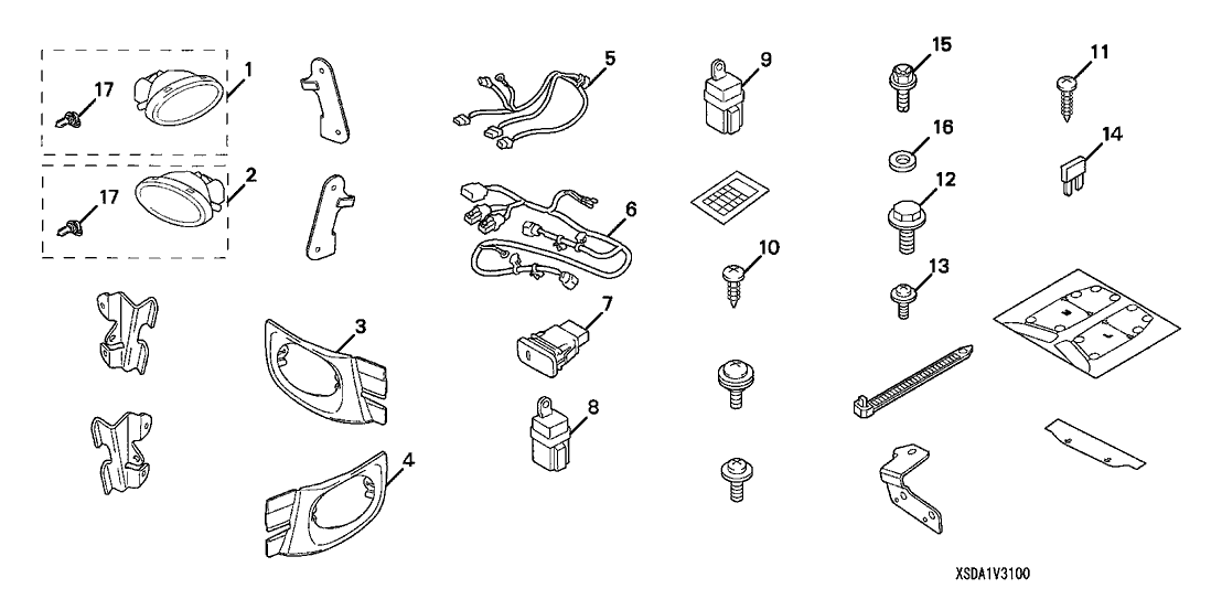 Honda 08V31-SDA-10052 Garnish, R. Foglight