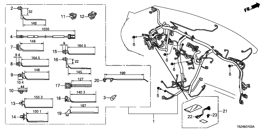 Honda 32117-T6Z-A42 Wire Harness, Instrument