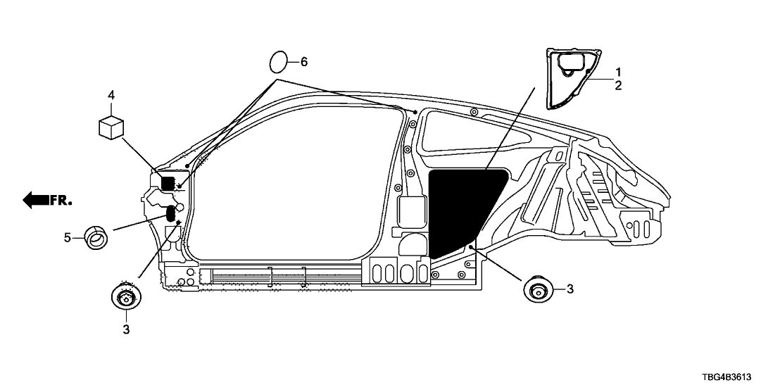 Honda 74554-TBG-A00 Seal L, Quarter Hole