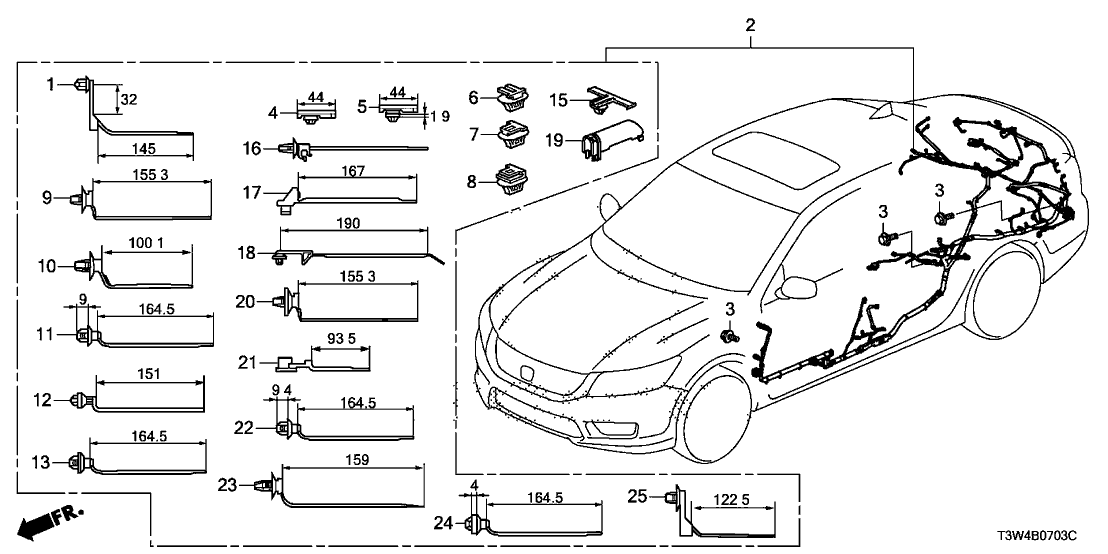 Honda 32160-T3W-A01 Wire Harness, L. Side