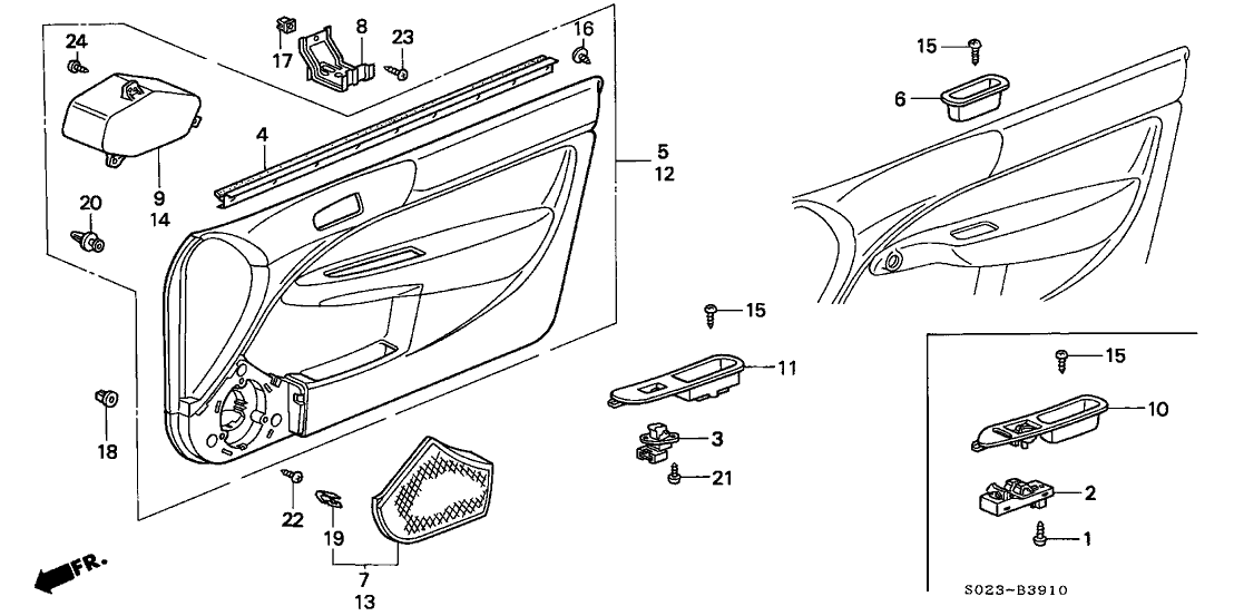 Honda 83500-S02-A10ZB Lining, R. FR. Door *NH264L* (Power Window) (CLASSY GRAY)