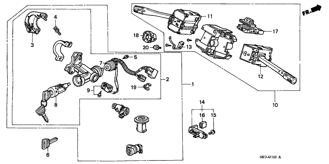 Honda 35010-SH2-A00 Lock Set