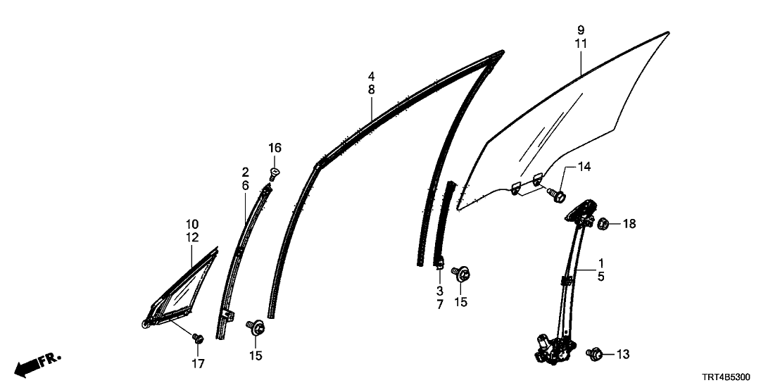 Honda 72230-TRT-A01 Sash, FR. R Door Quarter