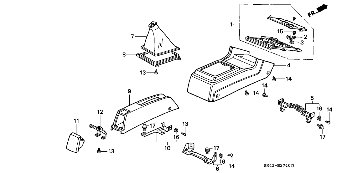 Honda 77291-SM4-A51ZF Console, FR. *NH167L* (GRAPHITE BLACK)