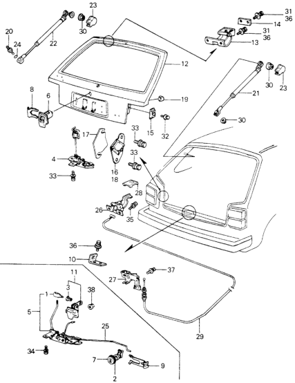 Honda 85270-SA0-013 Stay, Tailgate Open