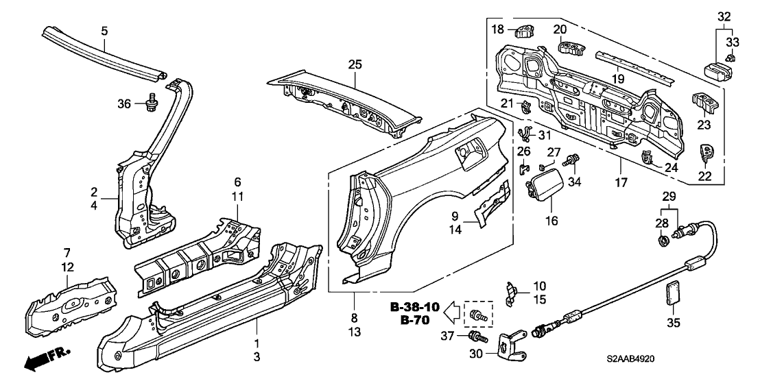 Honda 66121-S2A-300ZZ Bracket, R. RR. Bumper (Lower)