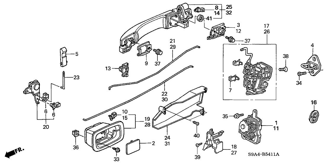 Honda 72631-S9A-E01 Rod, R. RR. Inside Handle