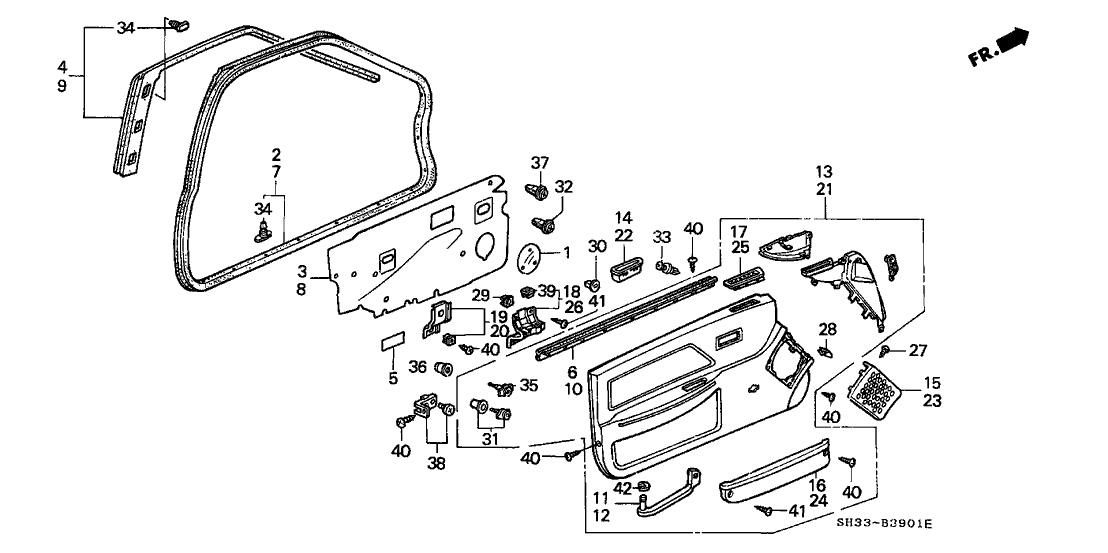 Honda 83500-SH3-A01ZB Lining Assy., R. FR. Door *NH154L/NH154L*