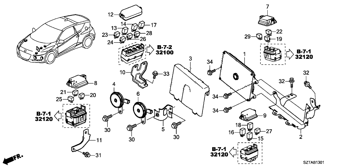 Honda 38185-SZT-000 Bracket, Multi Relay Box