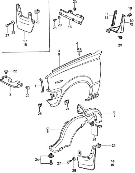 Honda 61140-SA9-730 Fender, Right Front (Inner)