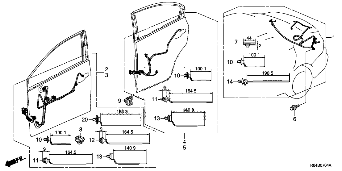 Honda 32752-TR0-A20 Wire Harness, Door (Passenger Side)