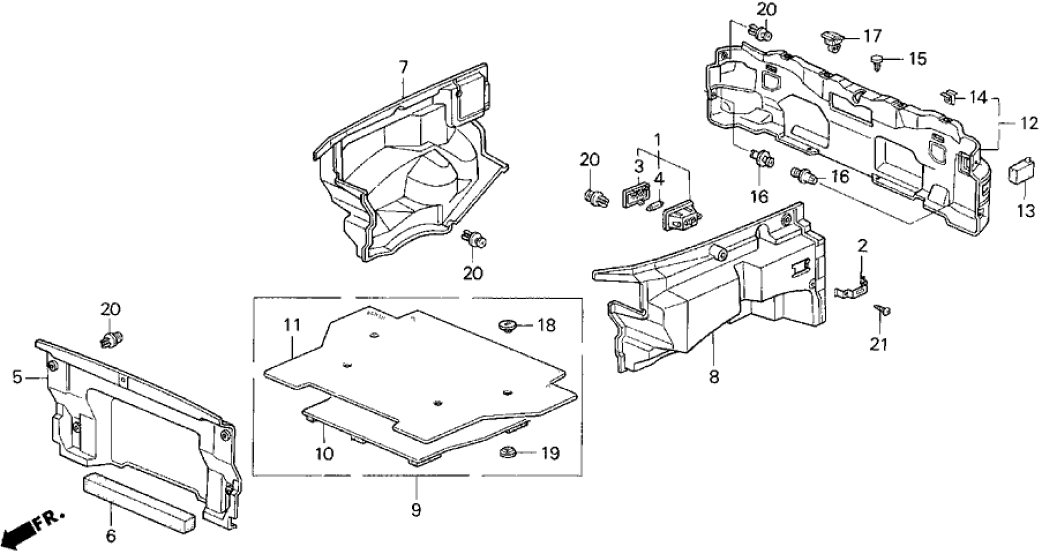 Honda 84640-SR2-900ZA Lining Assy., RR. Trunk *NH85L* (GRAY ELEVEN)