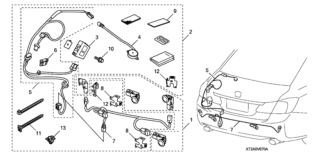 Honda 08V67-T2A-10031 Sub-Harness, Back-Up