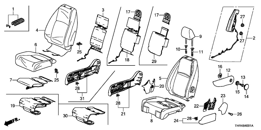 Honda 81127-THR-L41 Pad Complete, Front-R Back